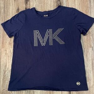 Michael Kors WomensTee in Deep Blue with Gold Logo